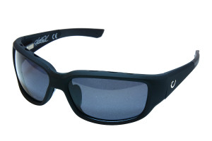 MUSTAD HP POLARIZED SUNGLASSES - BLACK FRAME, SMOKE LENS WITH BLUE REVO