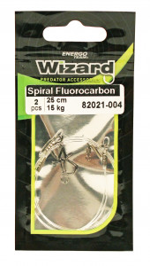 WIZARD SPIRÁL KAPOCS 2 FLUOROCARBON ELŐKE 9KG 25CM 2DB/CS