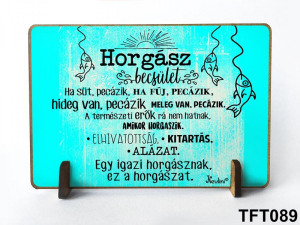 Horgász becsület- Fa tábla